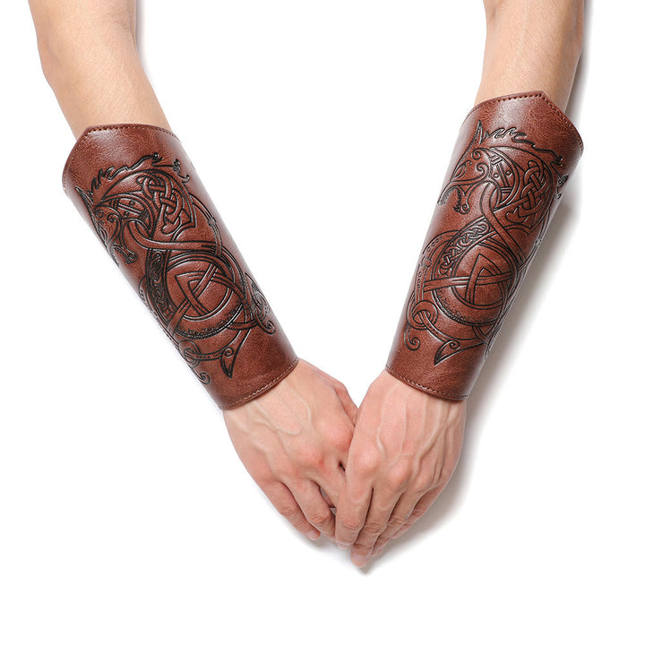 WorldNorse Armschienen aus Ökoleder mit Nordischer Drache