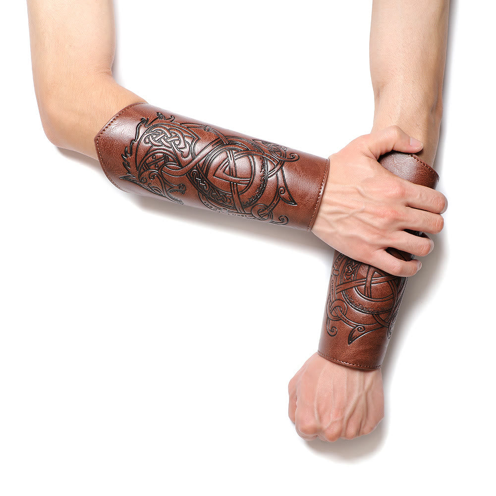WorldNorse Armschienen aus Ökoleder mit Nordischer Drache