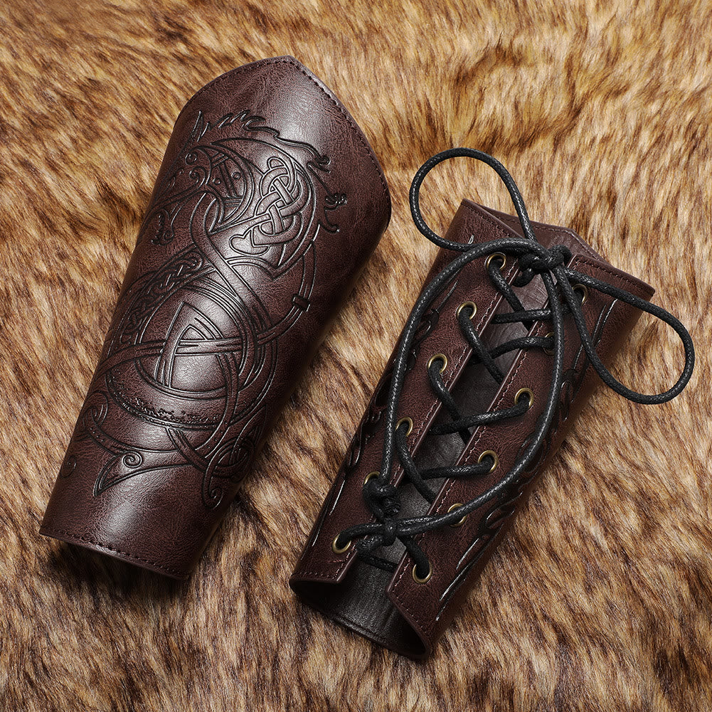 WorldNorse Armschienen aus Ökoleder mit Nordischer Drache