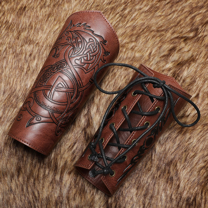 WorldNorse Armschienen aus Ökoleder mit Nordischer Drache