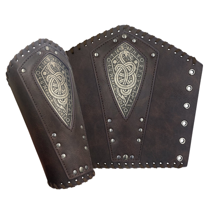 WorldNorse Armschienen aus Ökoleder mit aufgerollter Schlangenhaut