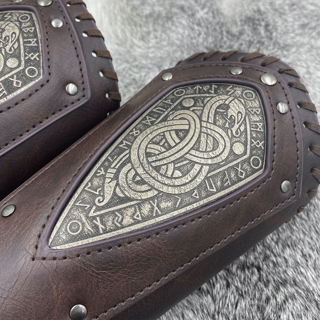 WorldNorse Armschienen aus Ökoleder mit aufgerollter Schlangenhaut