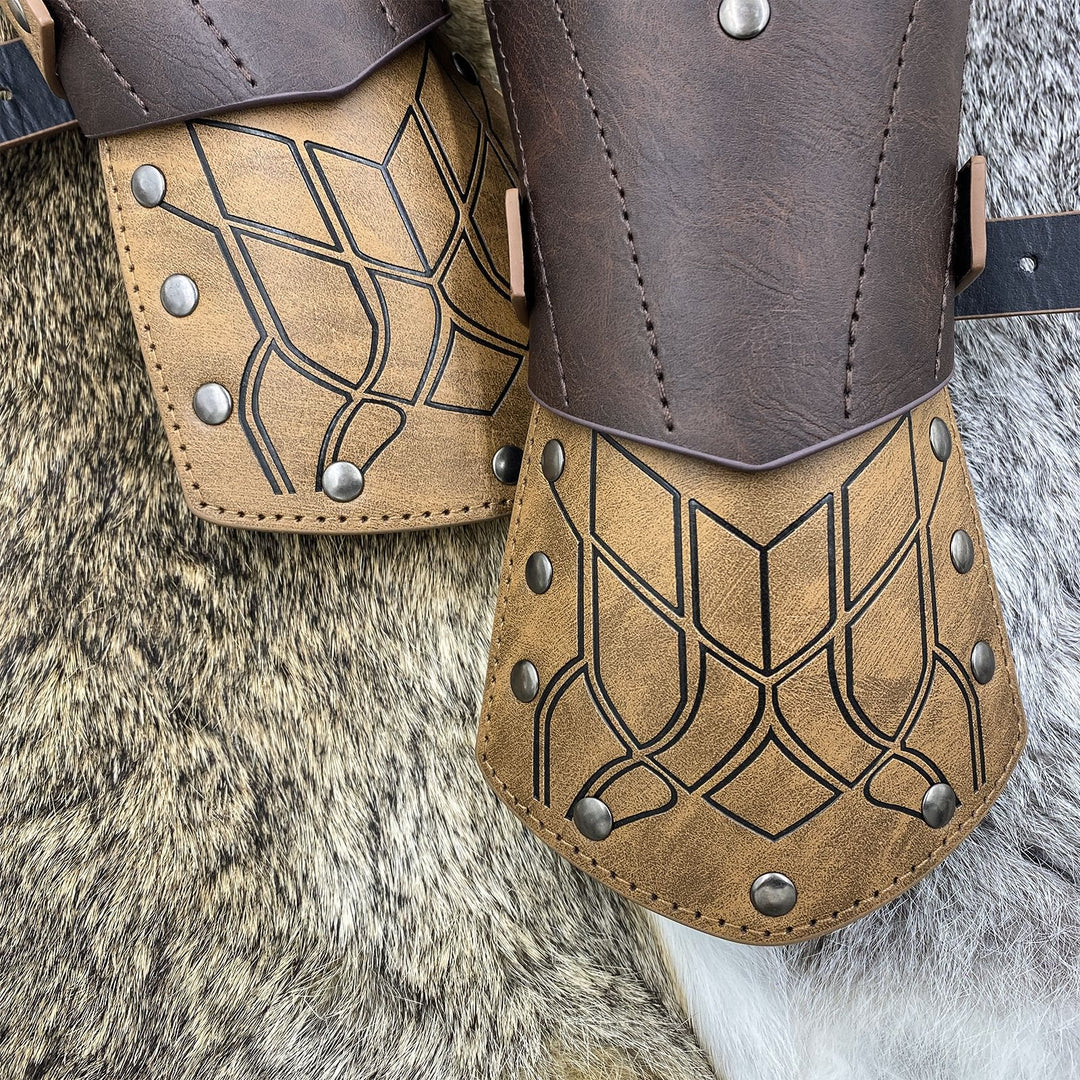 WorldNorse Wikinger-Krieger Armschienen aus Ökoleder
