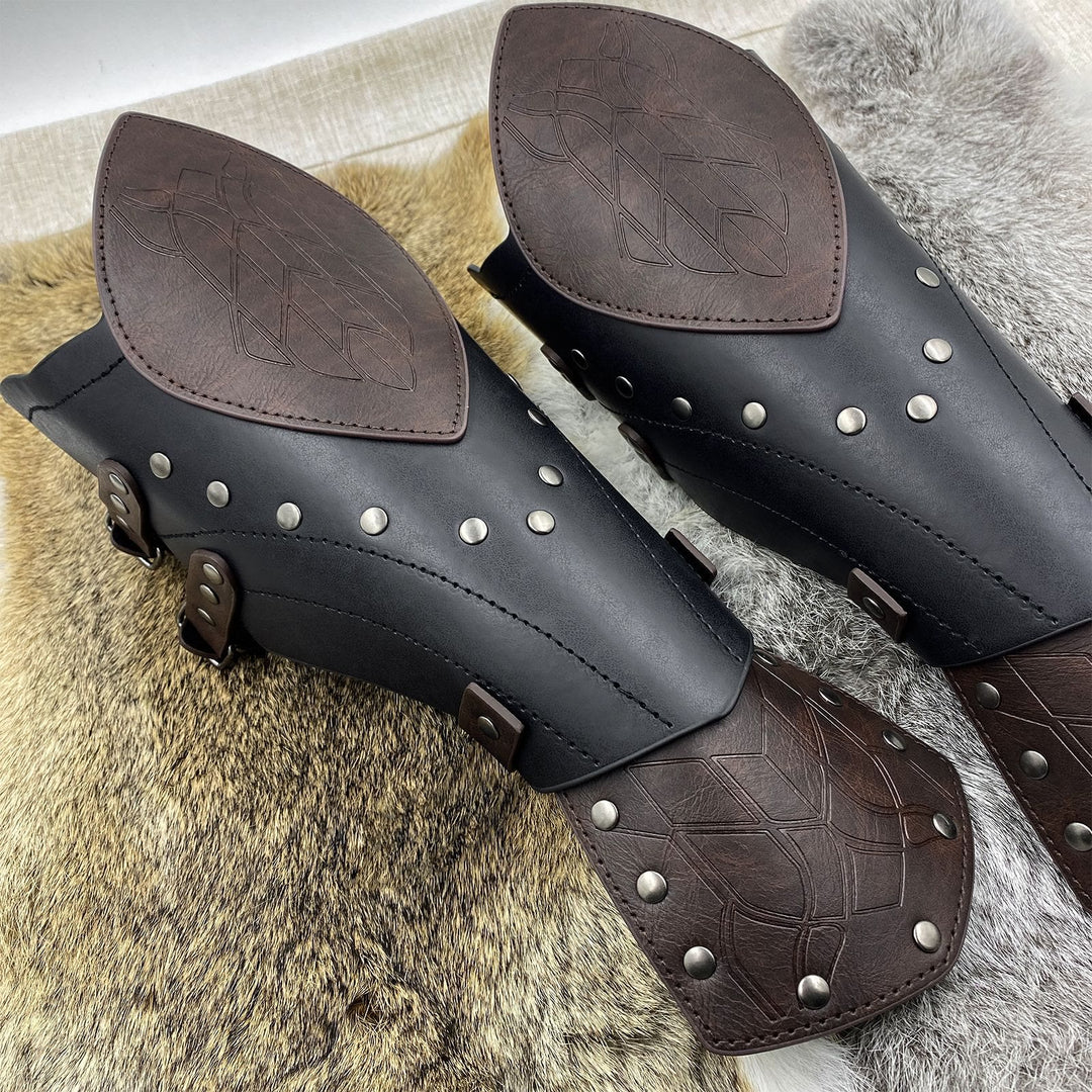 WorldNorse Wikinger-Krieger Armschienen aus Ökoleder