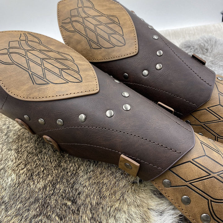 WorldNorse Wikinger-Krieger Armschienen aus Ökoleder