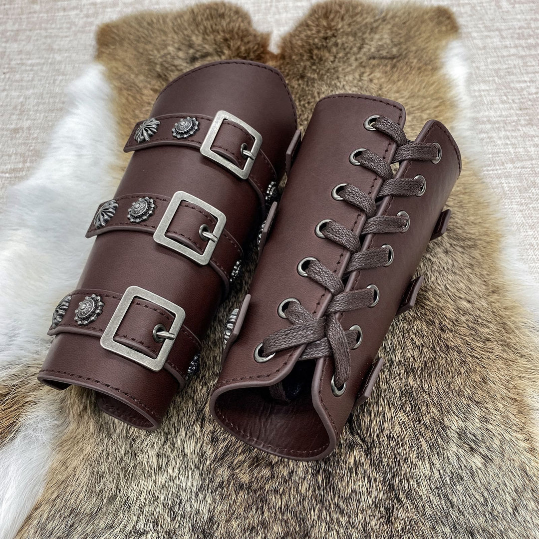 WorldNorse Medieval Retro-Armschienen aus Ökoleder