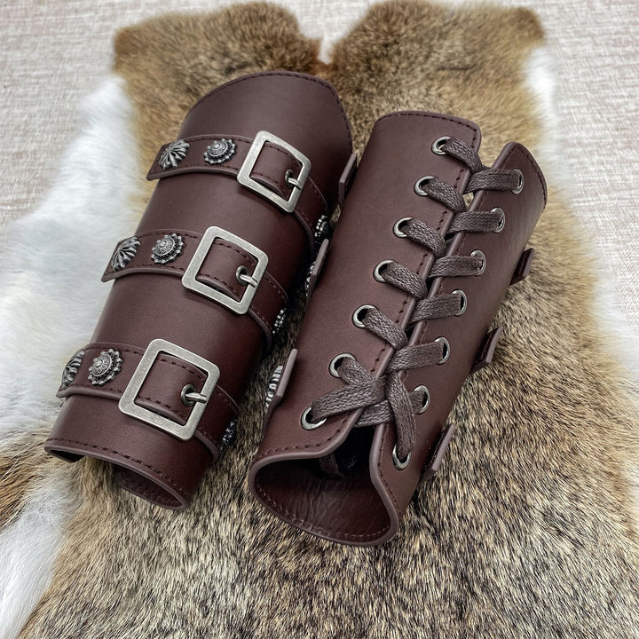 WorldNorse Medieval Retro-Armschienen aus Ökoleder