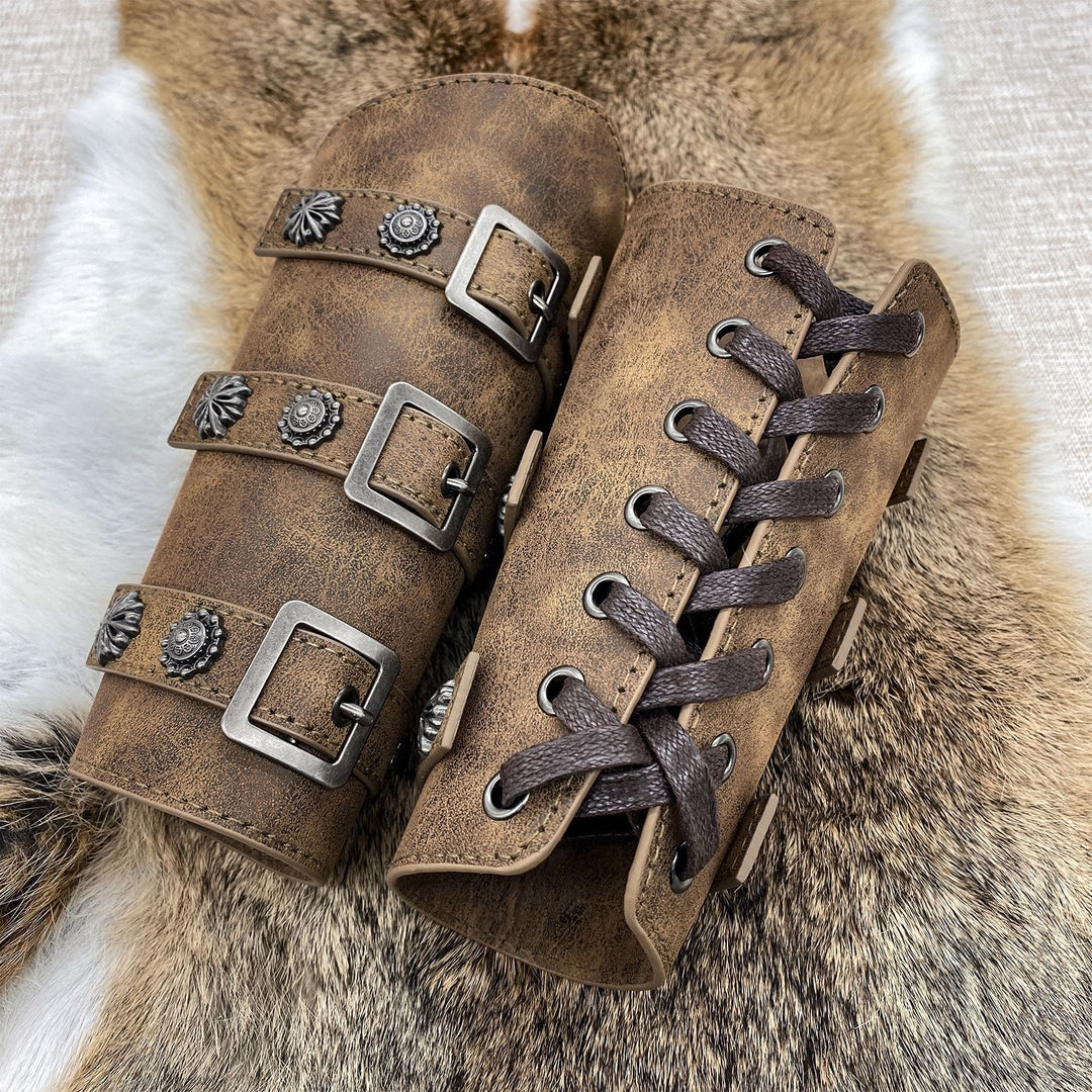 WorldNorse Medieval Retro-Armschienen aus Ökoleder
