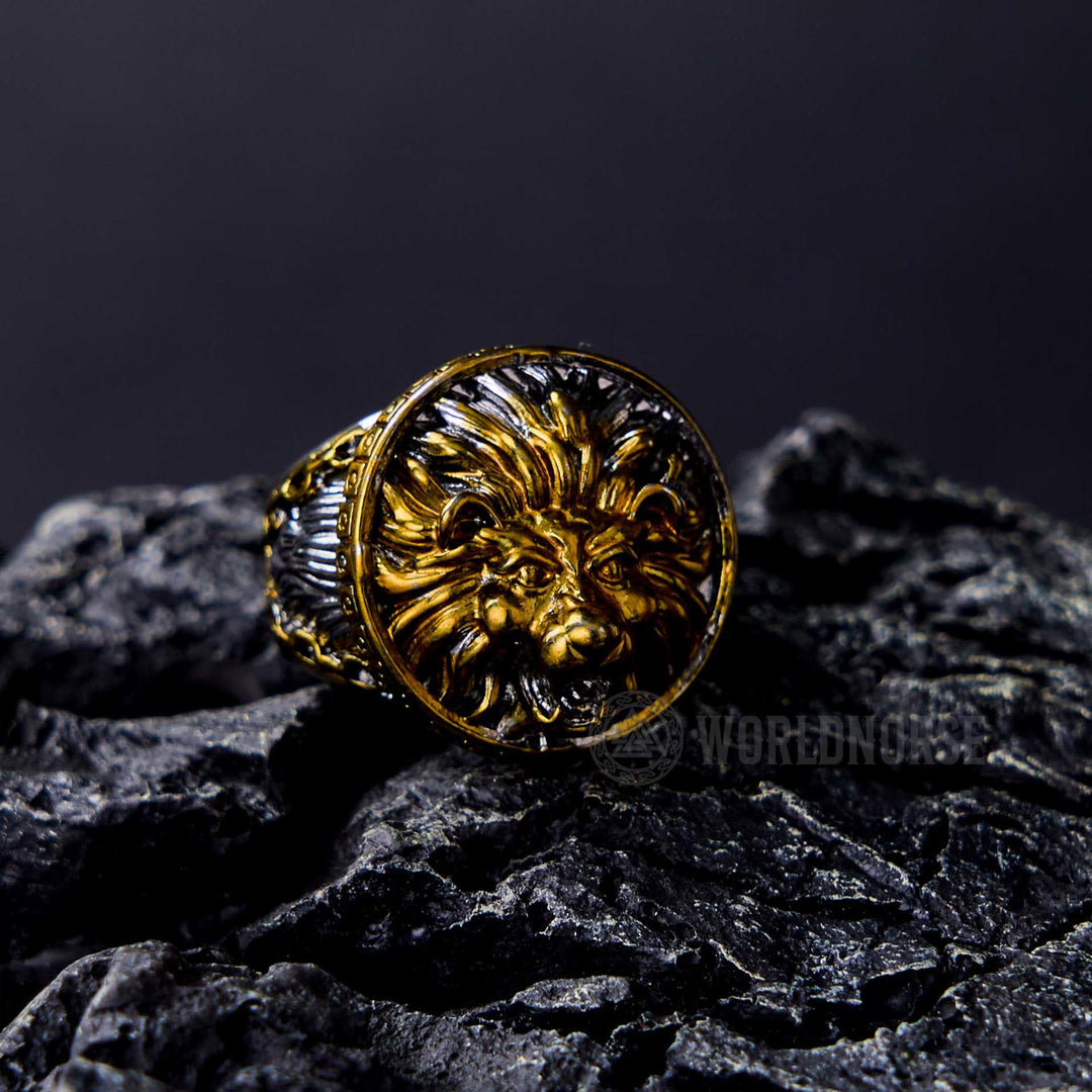 WorldNorse Gold Löwenkopf Dominant Ring
