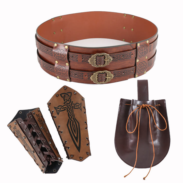 WorldNorse Leder Armschienen Gürteltasche Tasche Set