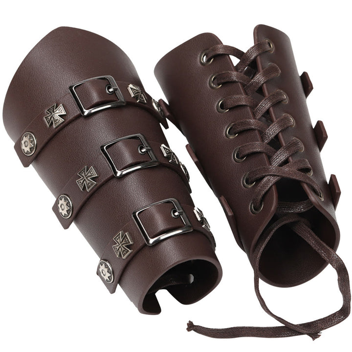 WorldNorse Rivet Cross Nails Armschienen aus Ökoleder
