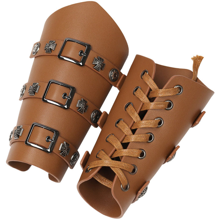 WorldNorse Rivet Cross Nails Armschienen aus Ökoleder