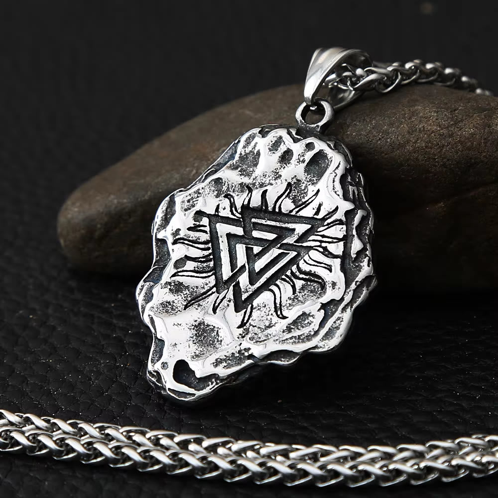 WorldNorse Vegvisir Valknut Doppelseitige Halskette