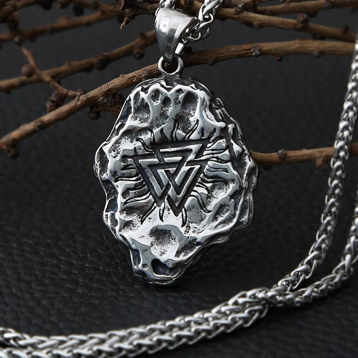 WorldNorse Vegvisir Valknut Doppelseitige Halskette