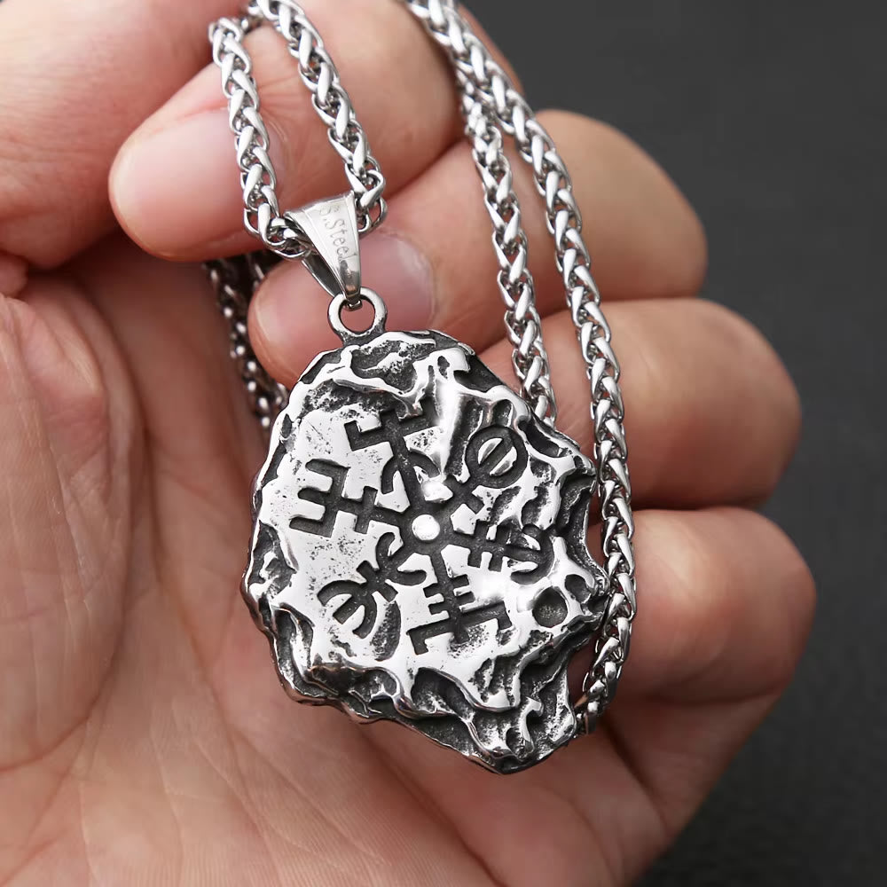 WorldNorse Vegvisir Valknut Doppelseitige Halskette
