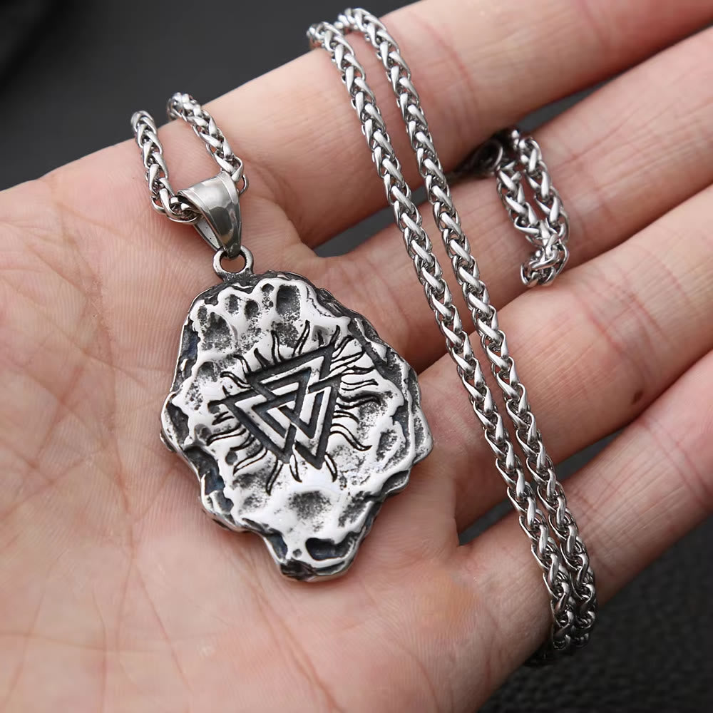WorldNorse Vegvisir Valknut Doppelseitige Halskette
