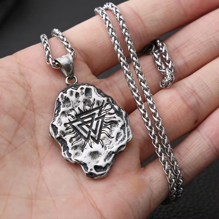 WorldNorse Vegvisir Valknut Doppelseitige Halskette