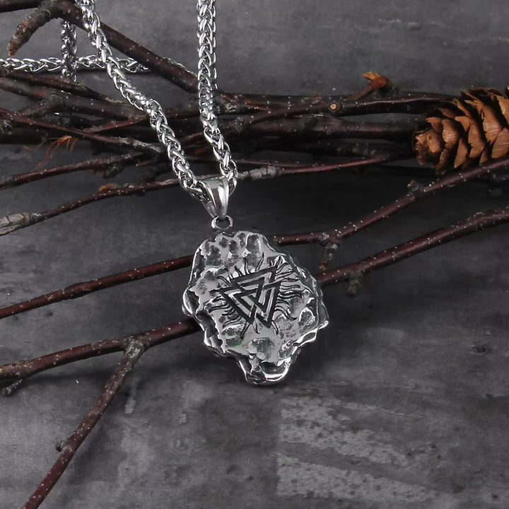 WorldNorse Vegvisir Valknut Doppelseitige Halskette