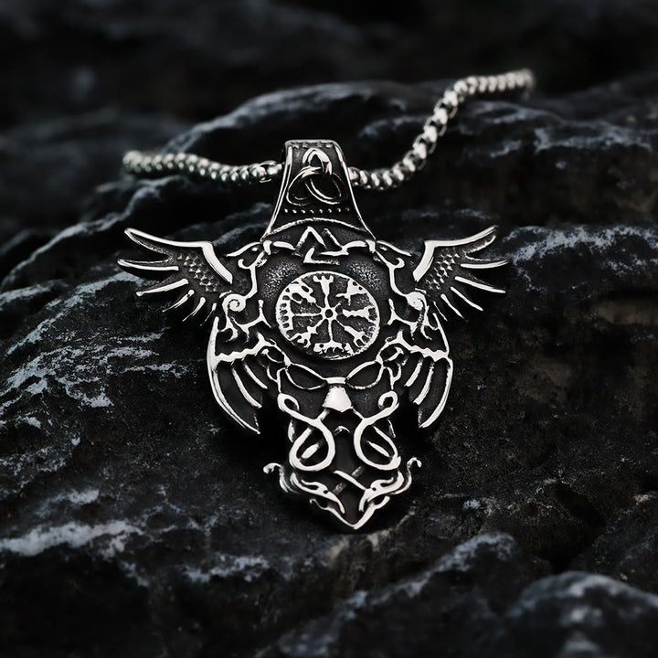 WorldNorse Vogelflügel Vegvisir Valknut Triquetra Halskette