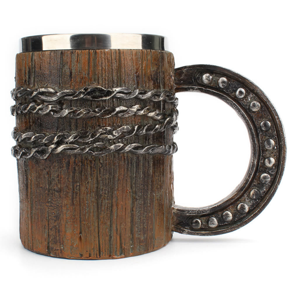 WorldNorse Tasse mit chinesischem Hufeisengriff und Holzfinish