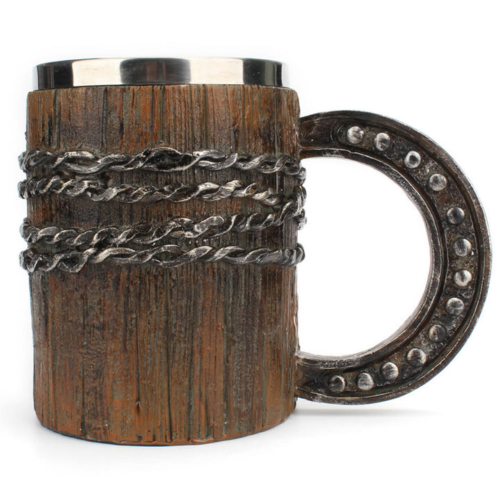 WorldNorse Tasse mit chinesischem Hufeisengriff und Holzfinish