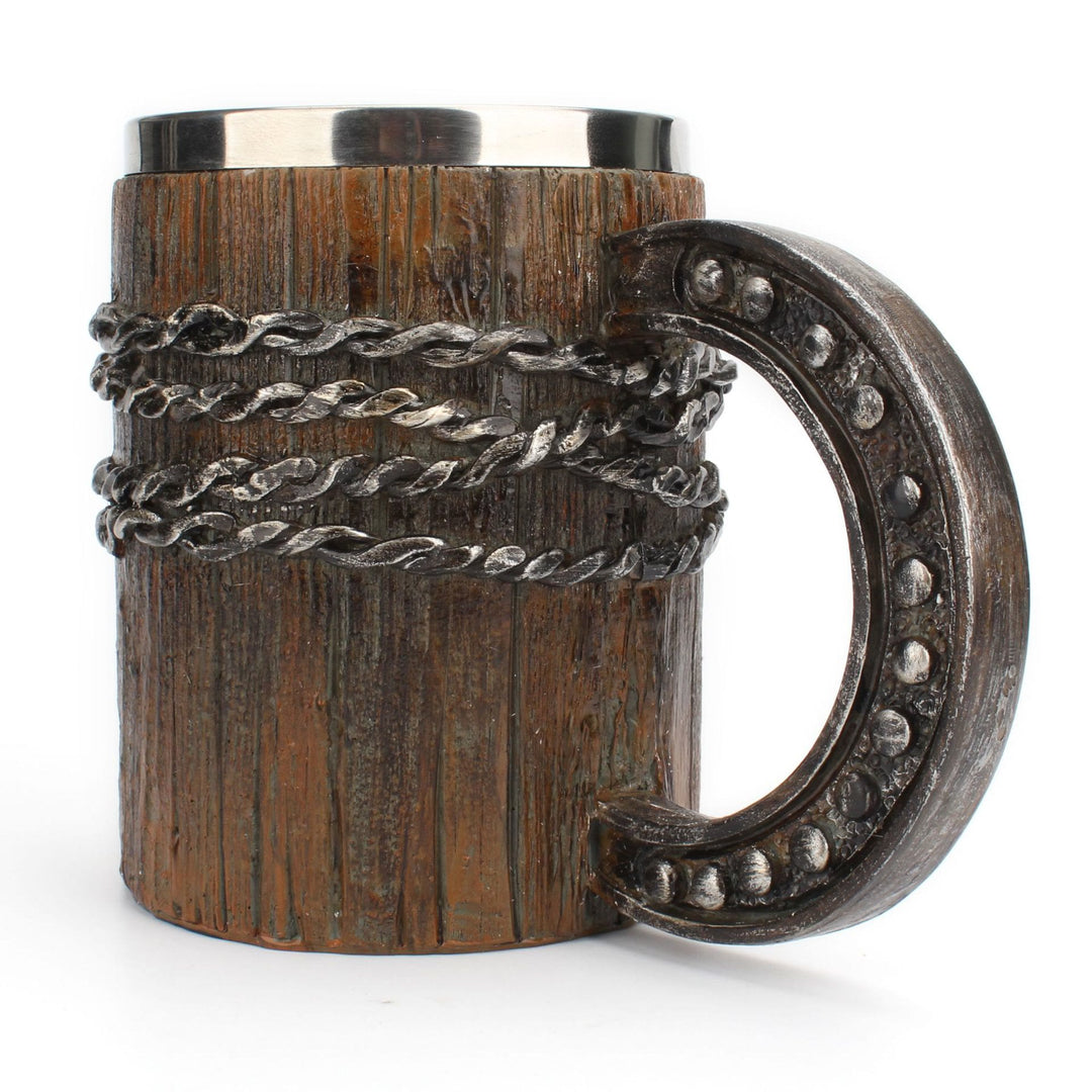 WorldNorse Tasse mit chinesischem Hufeisengriff und Holzfinish