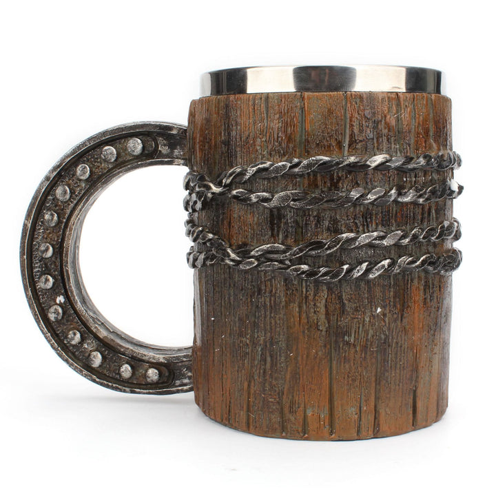 WorldNorse Tasse mit chinesischem Hufeisengriff und Holzfinish