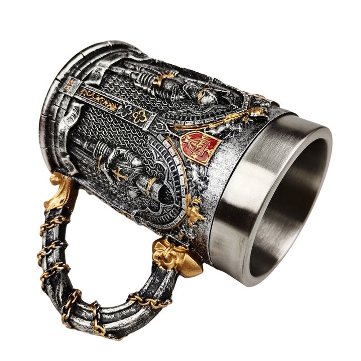 WorldNorse Mittelalterlicher Ritterschild-Kettengriffbecher