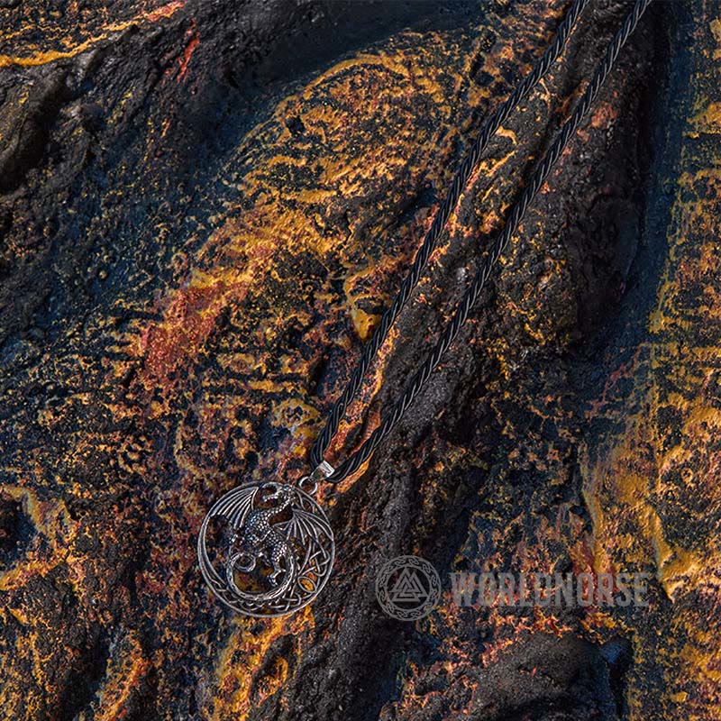 WorldNordische gotische keltische Halskette mit fliegendem Drachen - image 3