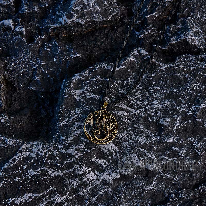 WorldNordische gotische keltische Halskette mit fliegendem Drachen - image 7