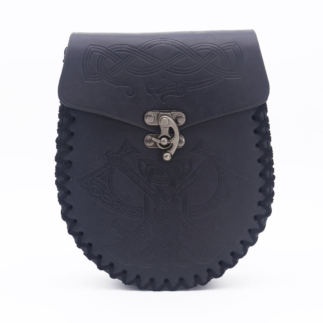 WorldNorse Wikinger Axt, Nordischer Drache , Wölfe, Ledergürteltasche
