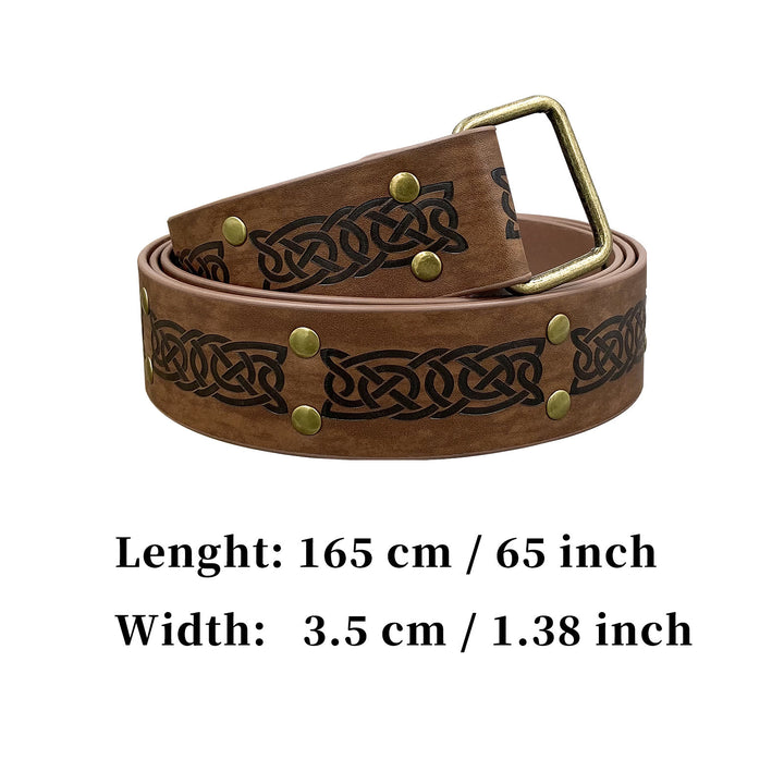 WorldNorse – Geprägter Ledergürtel mit quadratischer Schnalle