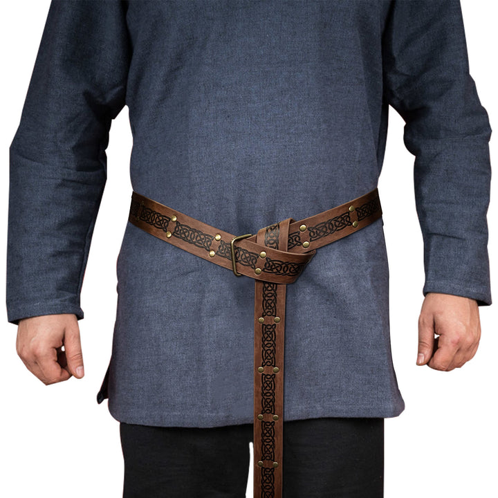 WorldNorse – Geprägter Ledergürtel mit quadratischer Schnalle