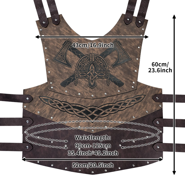 WorldNorse Wikinger Axt Mjölnir Lederweste Brustpanzer