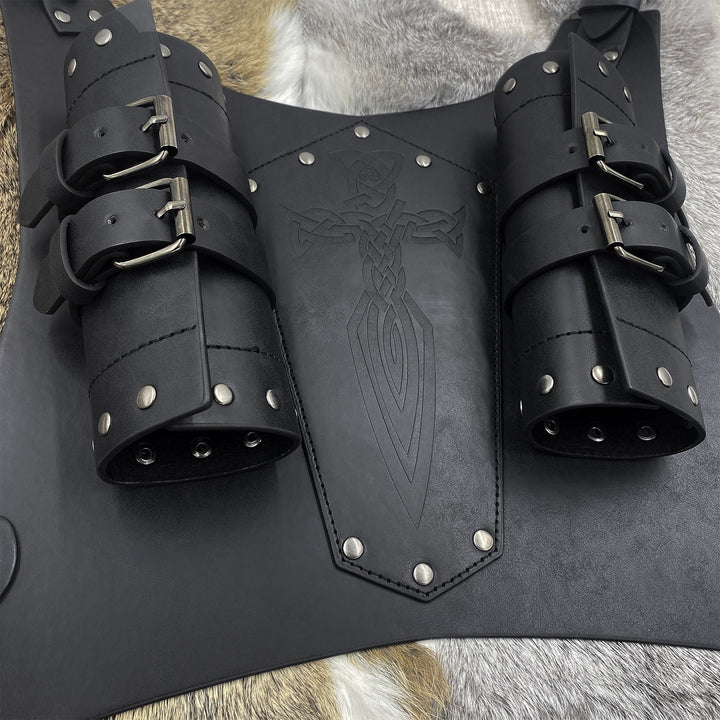 WorldNorse Keltischer Knoten Schwertscheide aus Leder mit Rückseite