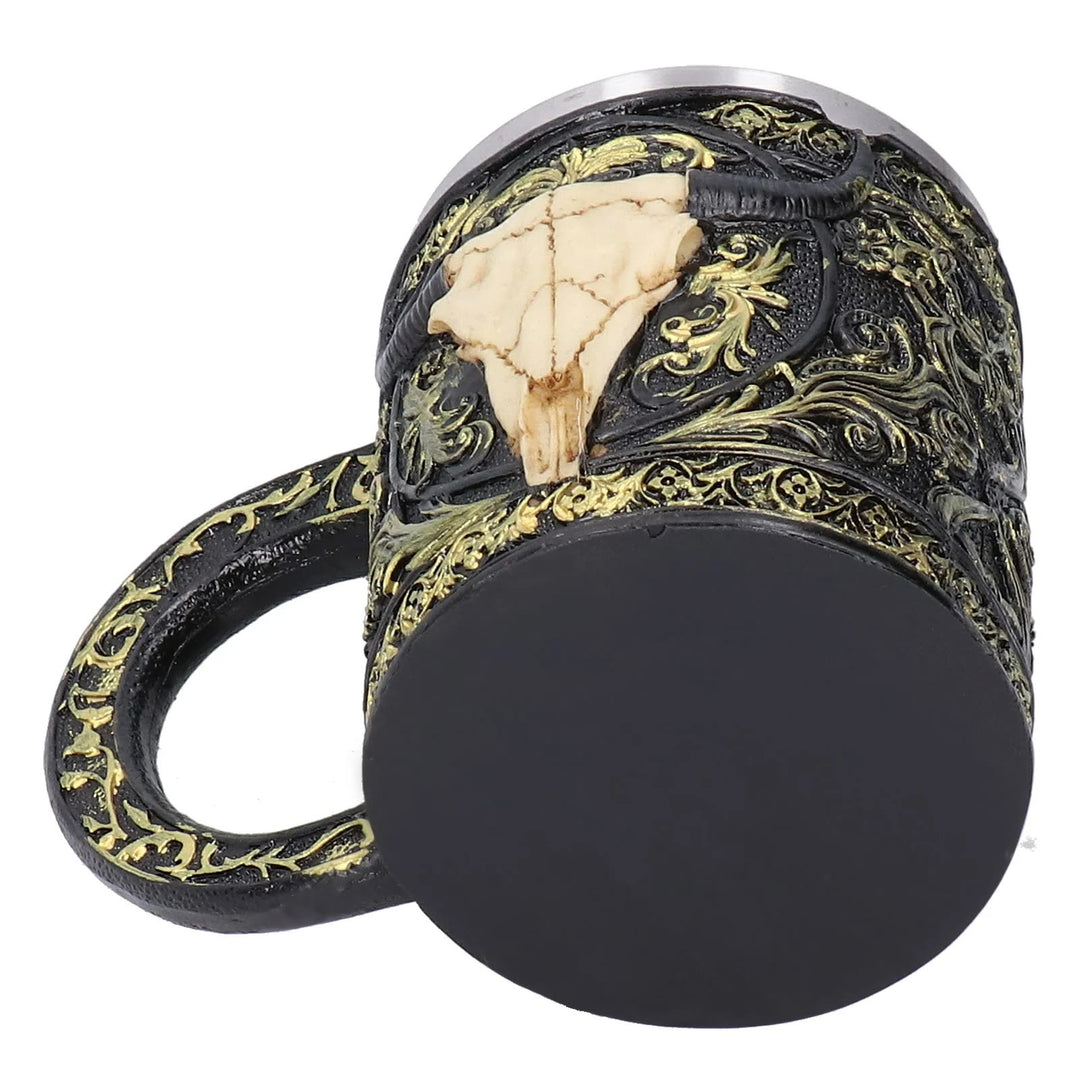 WorldNorse Krug mit geschnitztem Stierschädel