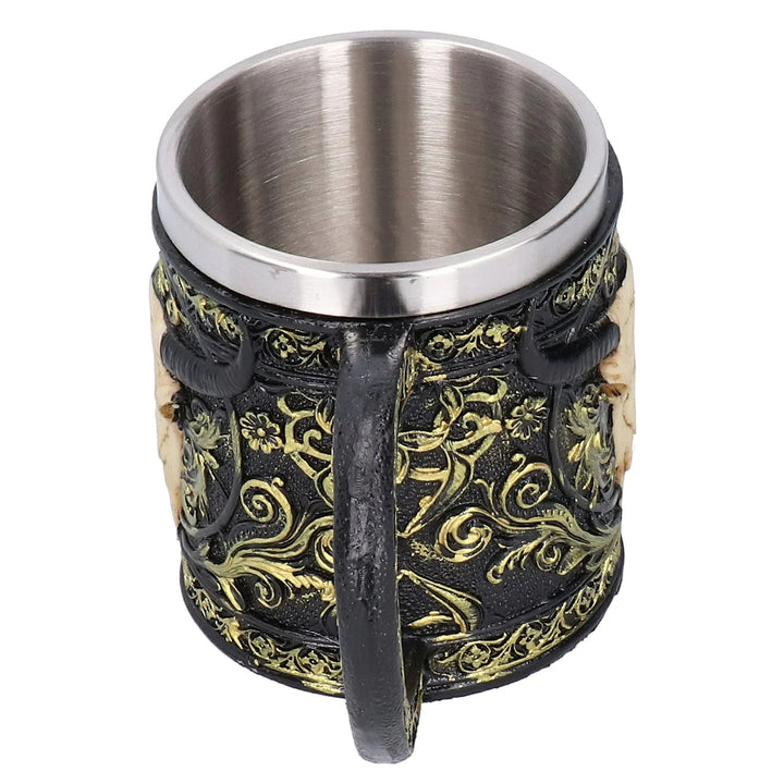 WorldNorse Krug mit geschnitztem Stierschädel