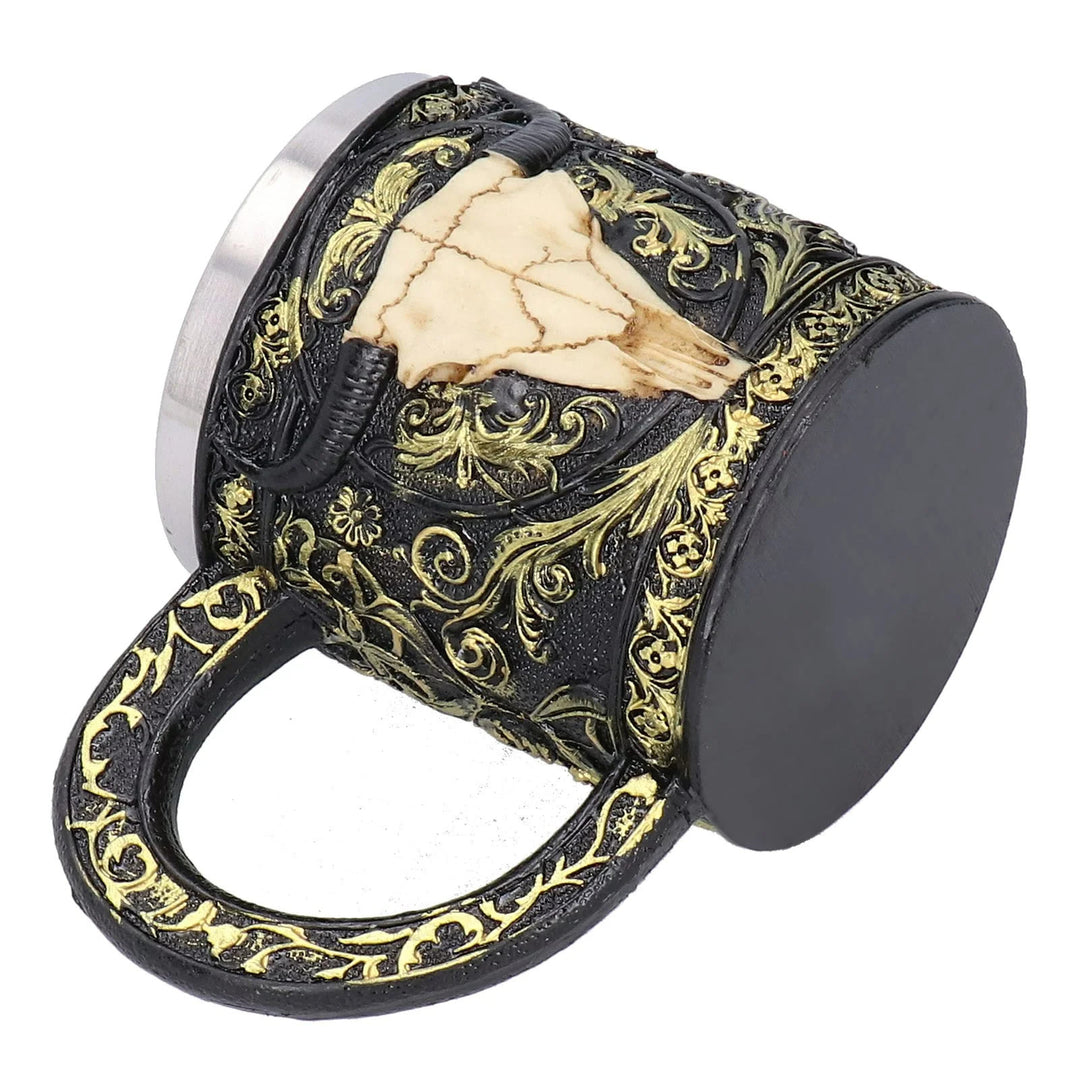 WorldNorse Krug mit geschnitztem Stierschädel