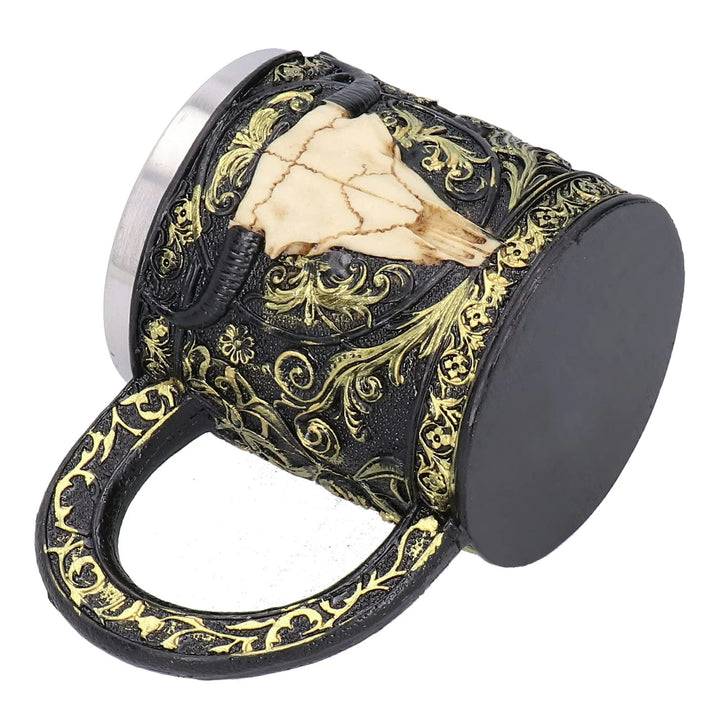 WorldNorse Krug mit geschnitztem Stierschädel