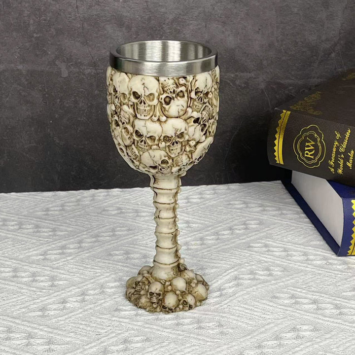 WorldNorse Totenkopf Skelett Wirbelsäule Kelchbecher