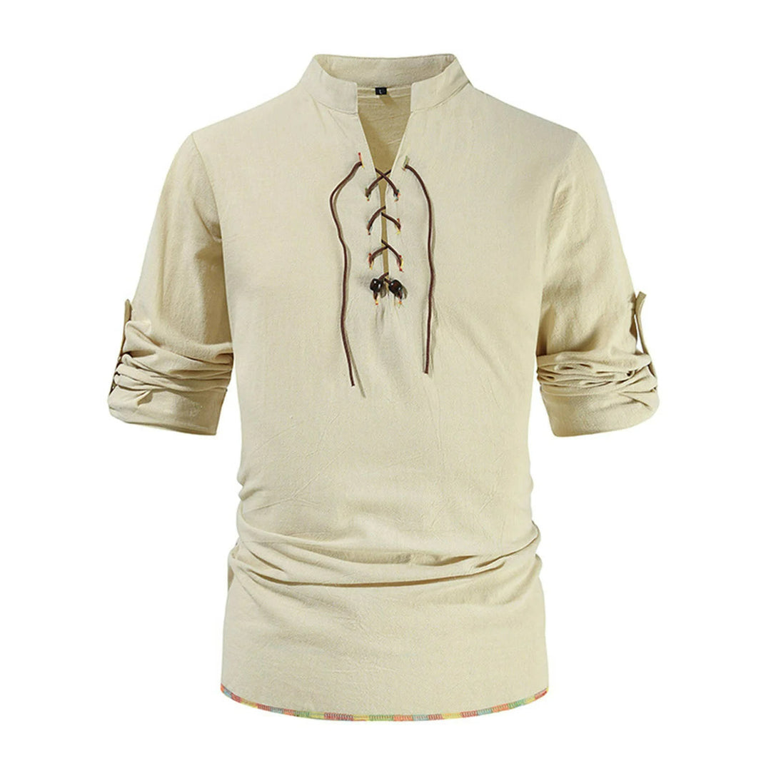 WorldNorse Mittelalterliches Kostümhemd mit farbigen Saumnähten
