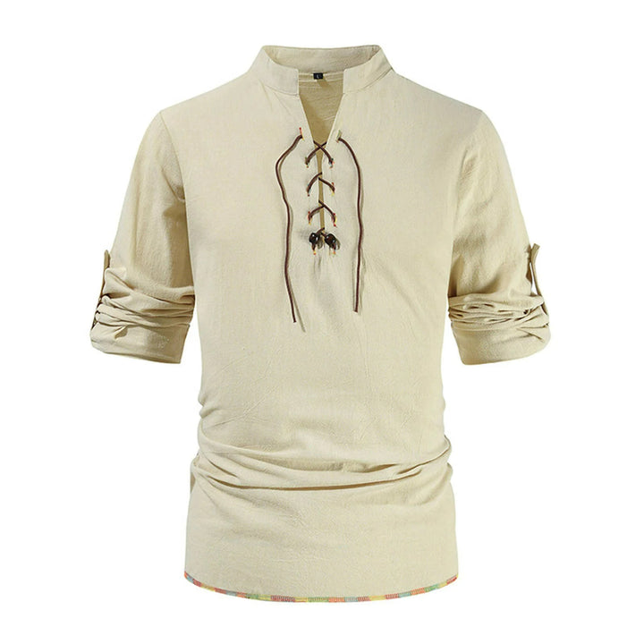 WorldNorse Mittelalterliches Kostümhemd mit farbigen Saumnähten