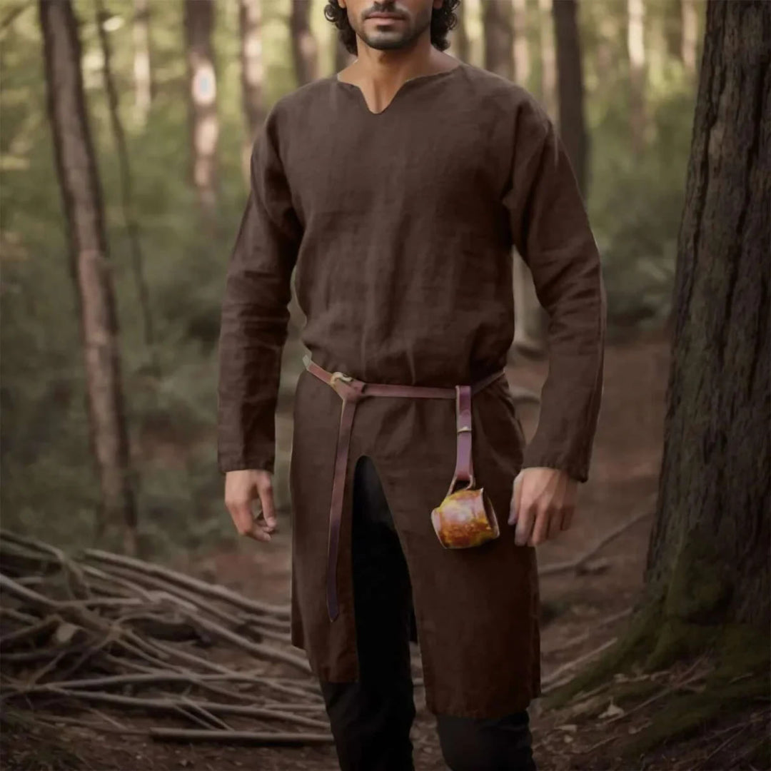 WorldNorse Mittelalterliches Ritterkostüm mit geschlitztem Halsausschnitt