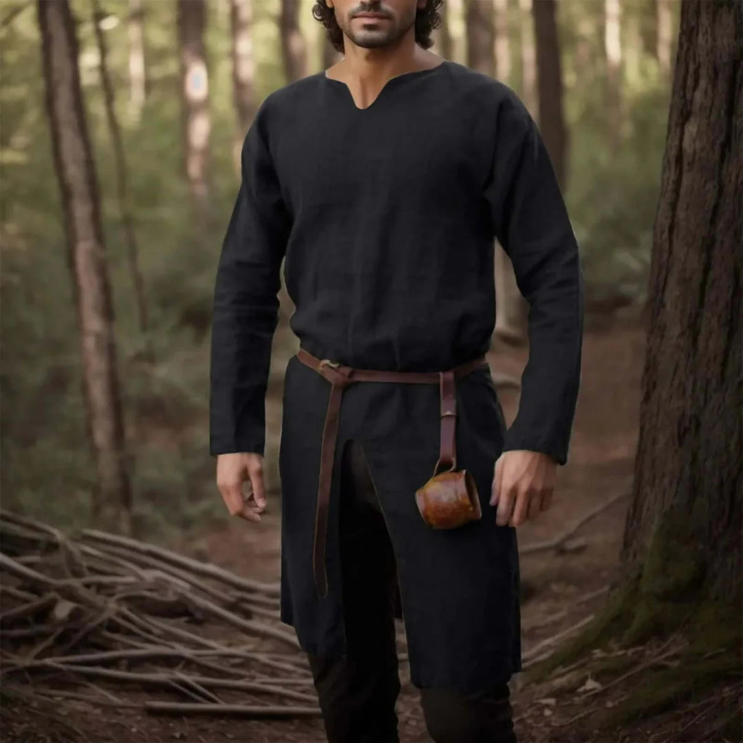 WorldNorse Mittelalterliches Ritterkostüm mit geschlitztem Halsausschnitt