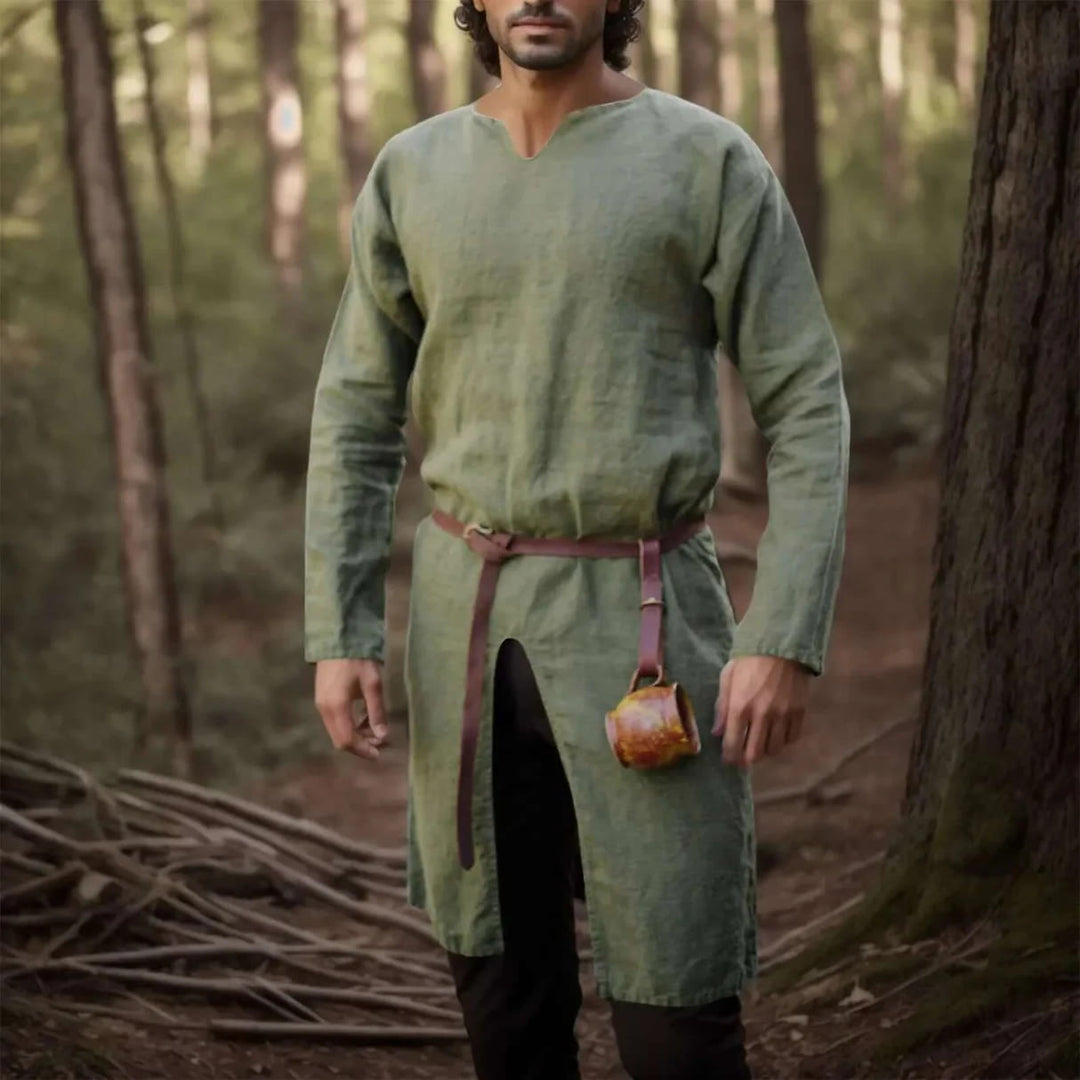 WorldNorse Mittelalterliches Ritterkostüm mit geschlitztem Halsausschnitt