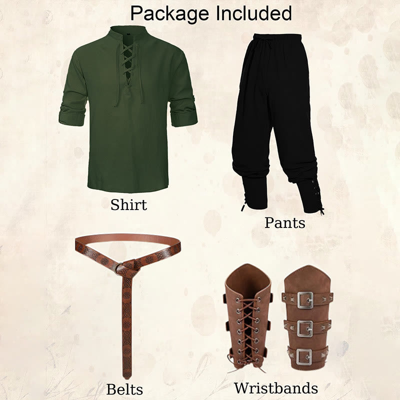 WorldNorse Mittelalterliches nordisches Tunika-Kostümset, 4-teilig