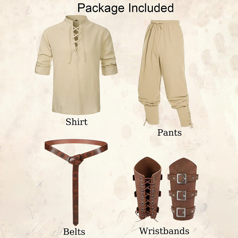 WorldNorse Mittelalterliches nordisches Tunika-Kostümset, 4-teilig