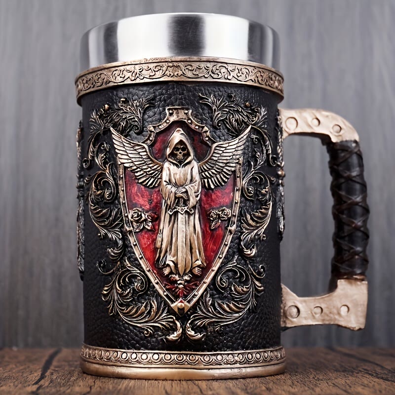 WorldNorse Tasse mit totem Skelett und Sensenmann