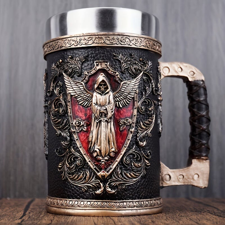 WorldNorse Tasse mit totem Skelett und Sensenmann