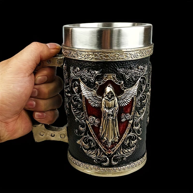 WorldNorse Tasse mit totem Skelett und Sensenmann